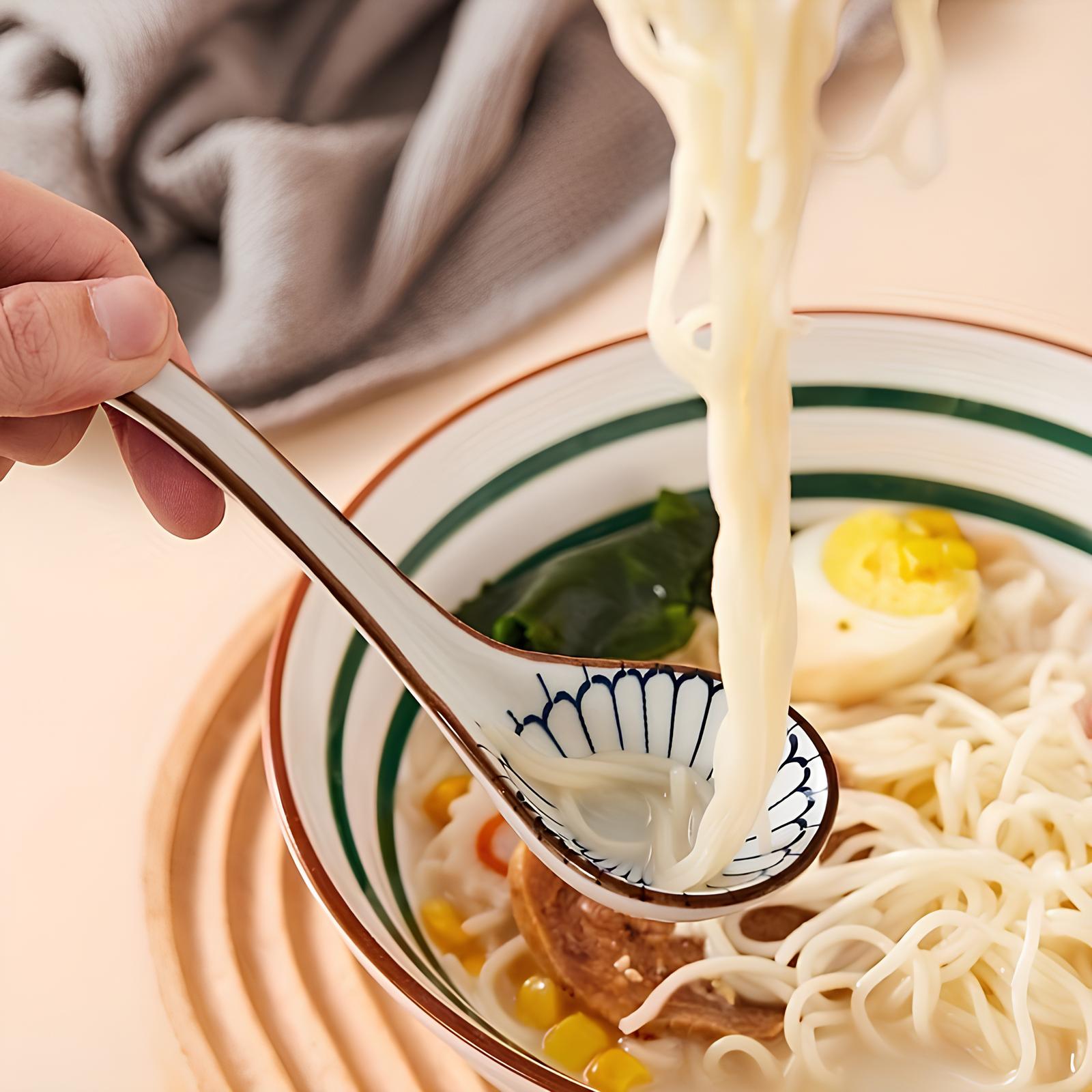 Set de cuillères à soupe en céramique avec motifs bleus - UstensilesCulinaires