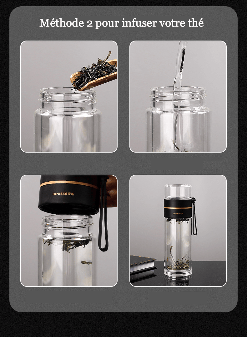Bouteille infuseur de thé en verre cristallin - UstensilesCulinaires