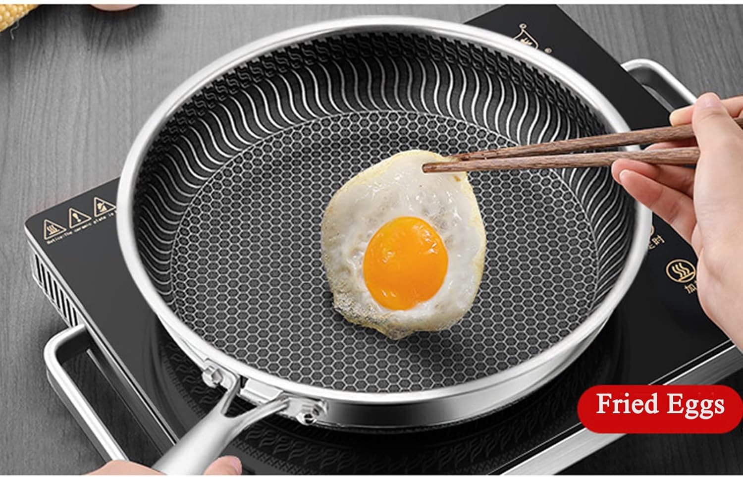 20-cm-Induktionsbratpfanne mit Gusseisenofenoption mit Deckel 