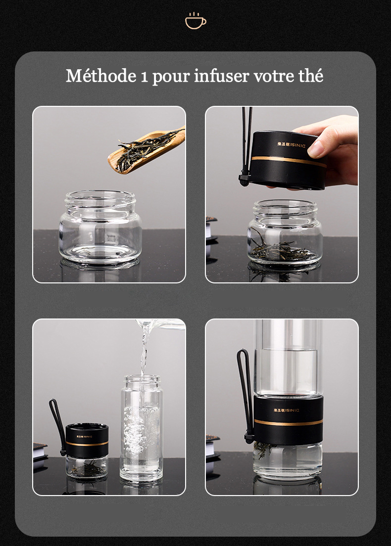 Bouteille infuseur de thé en verre cristallin - UstensilesCulinaires