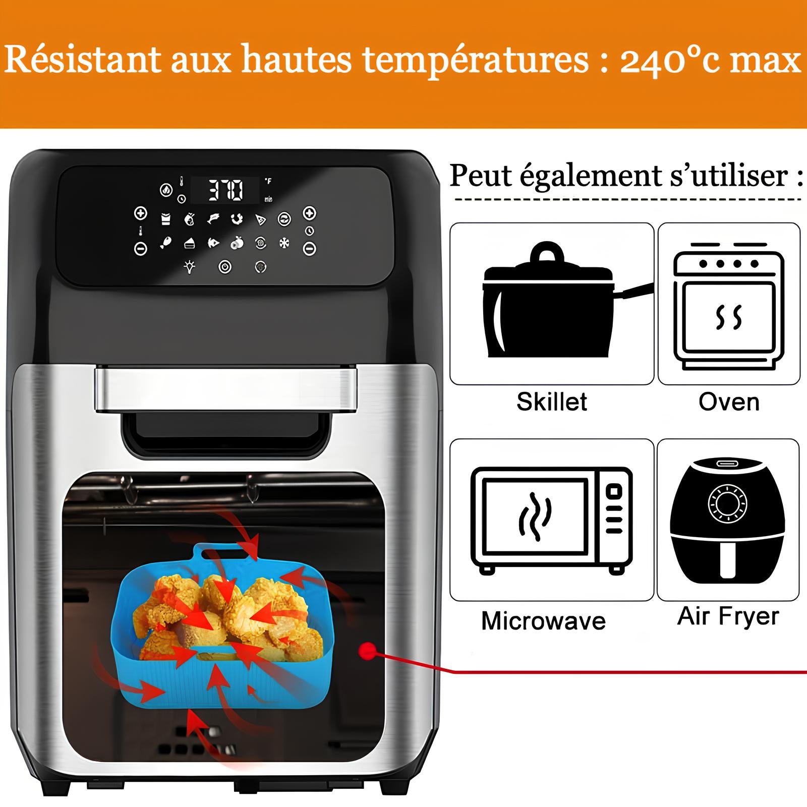 Moule rectangulaire en silicone pour friteuse à air - Airfryer - UstensilesCulinaires