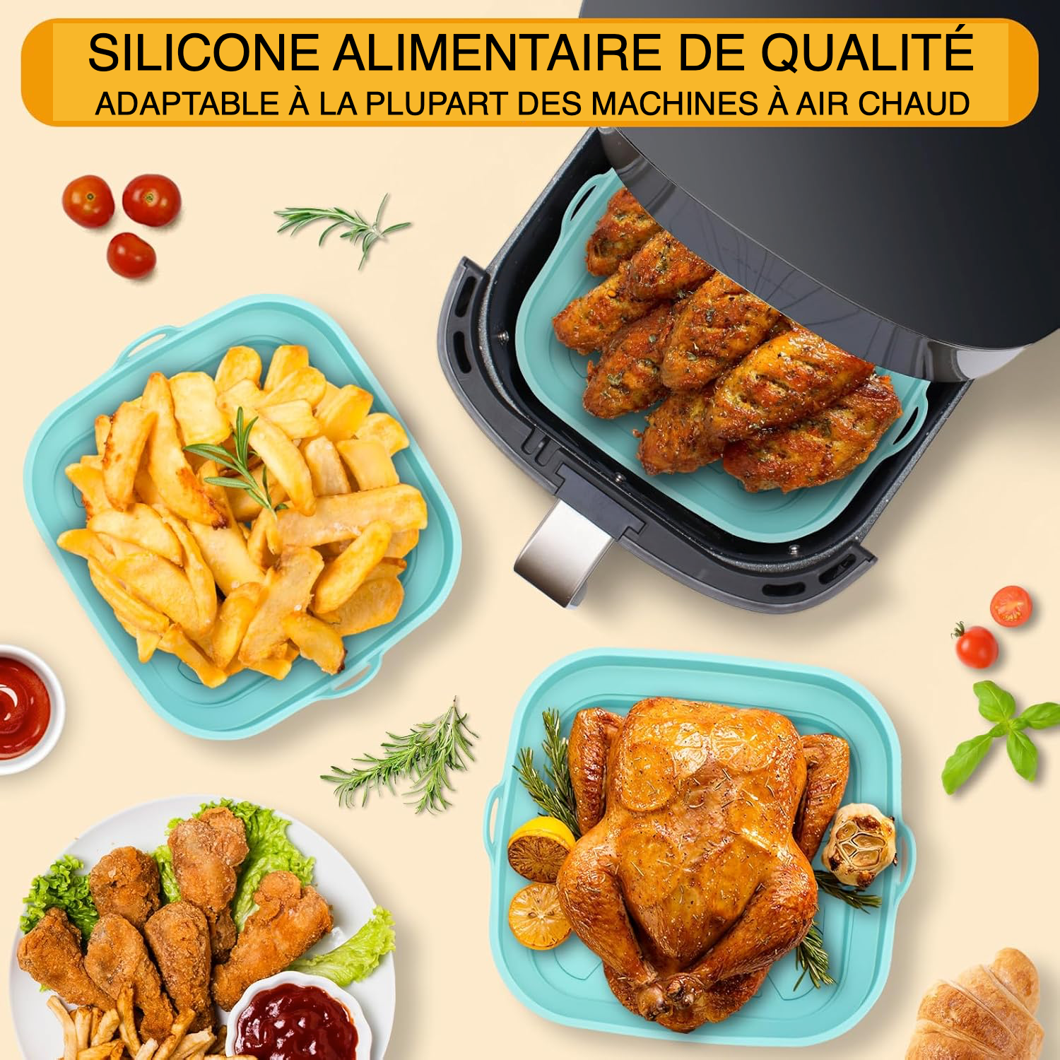 Moule en silicone rétractable pour airfryer