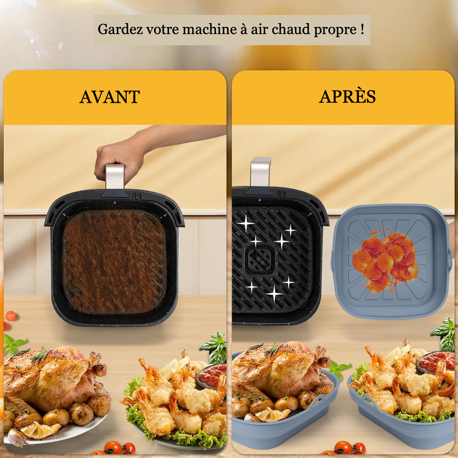 Moule en silicone rétractable pour airfryer