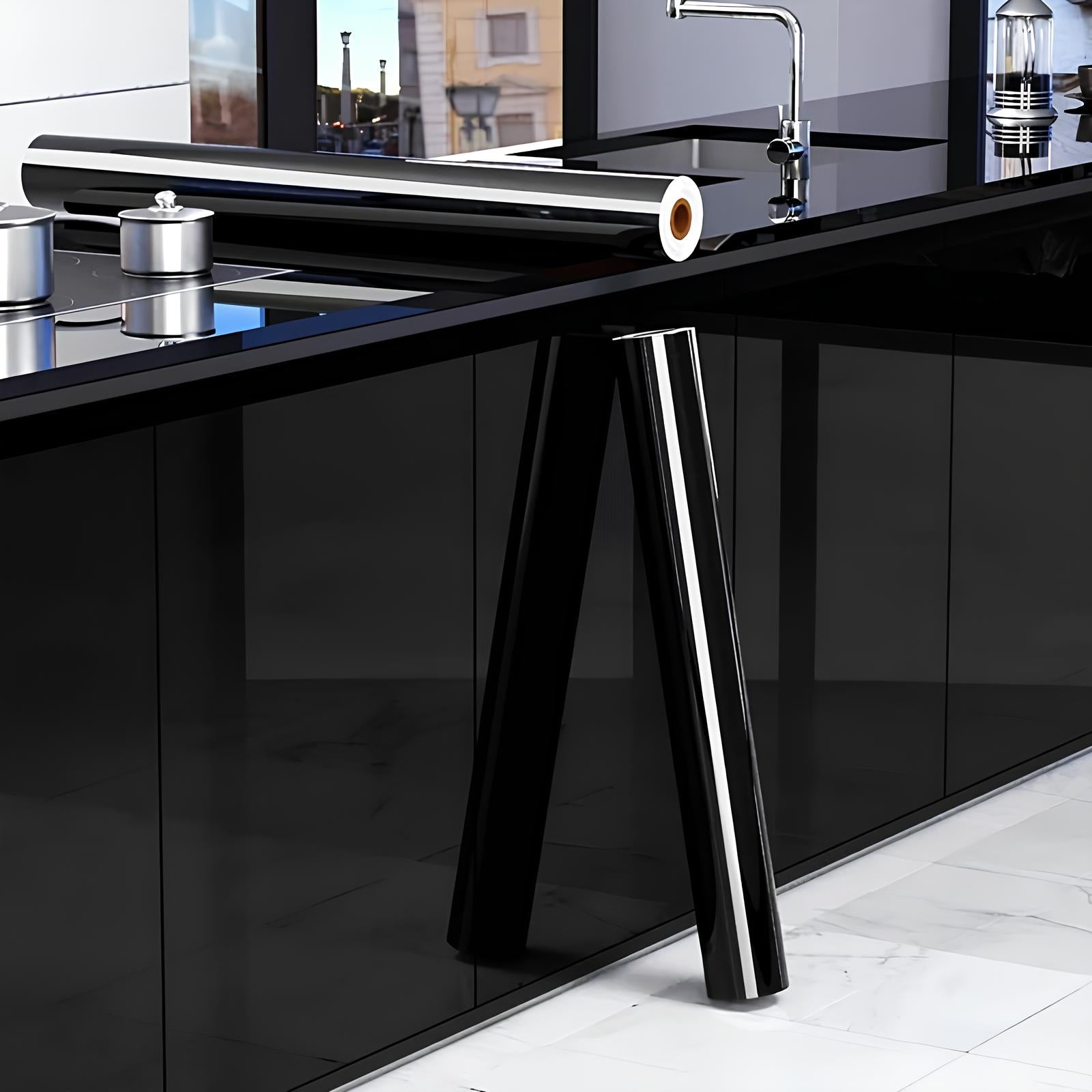 Papier adhésif pour meuble en vinyle noir brillant - UstensilesCulinaires
