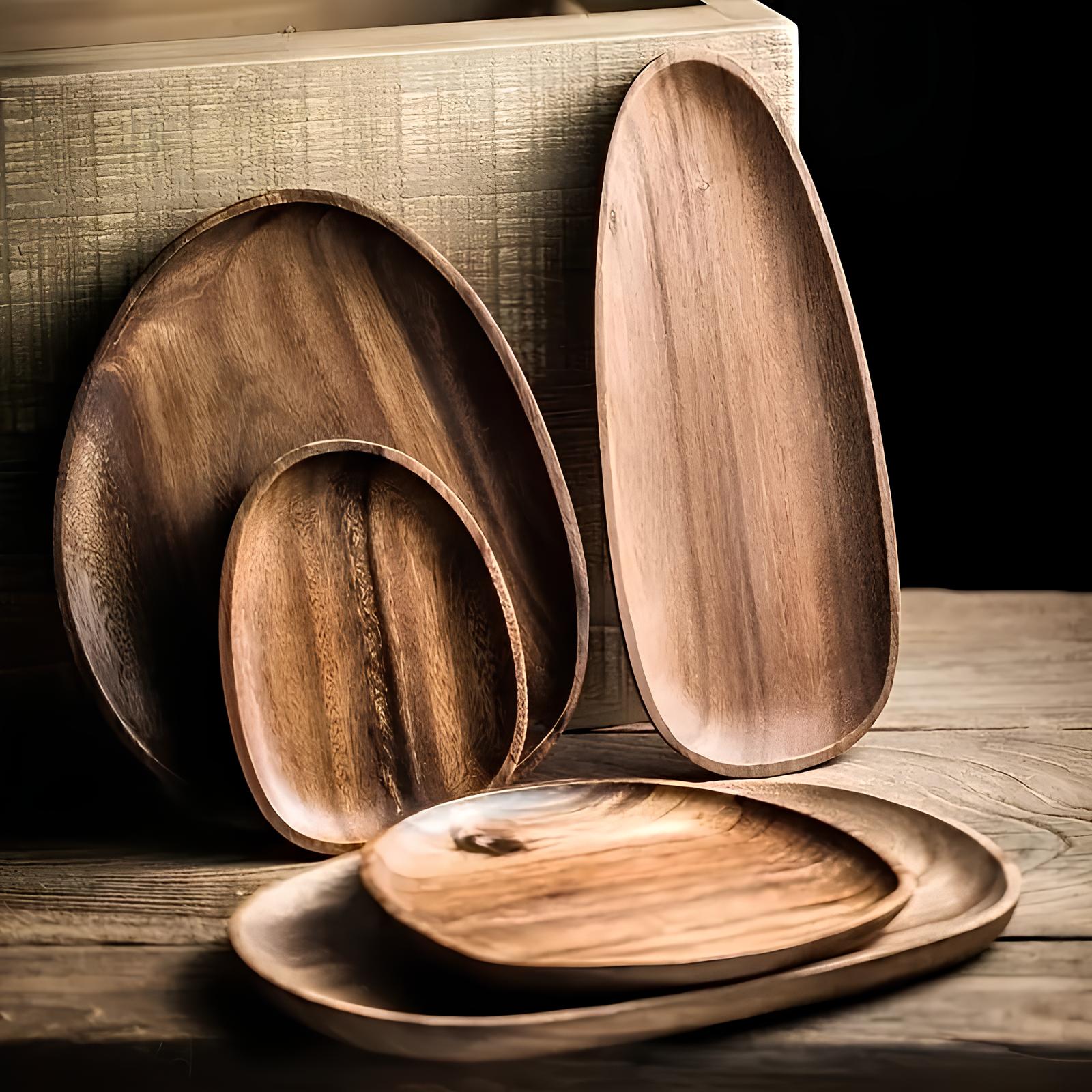 Plateaux de service polyvalent en bois d'acacia