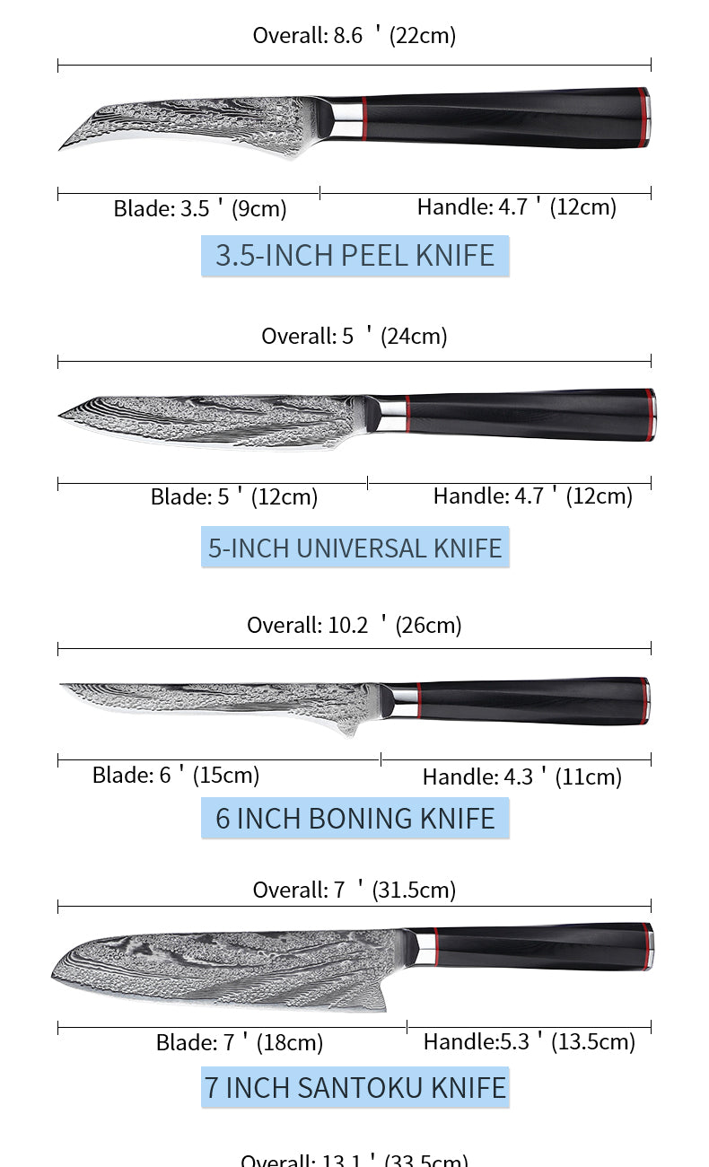 Set de Couteaux en Acier Damas avec Manche G10 - UstensilesCulinaires