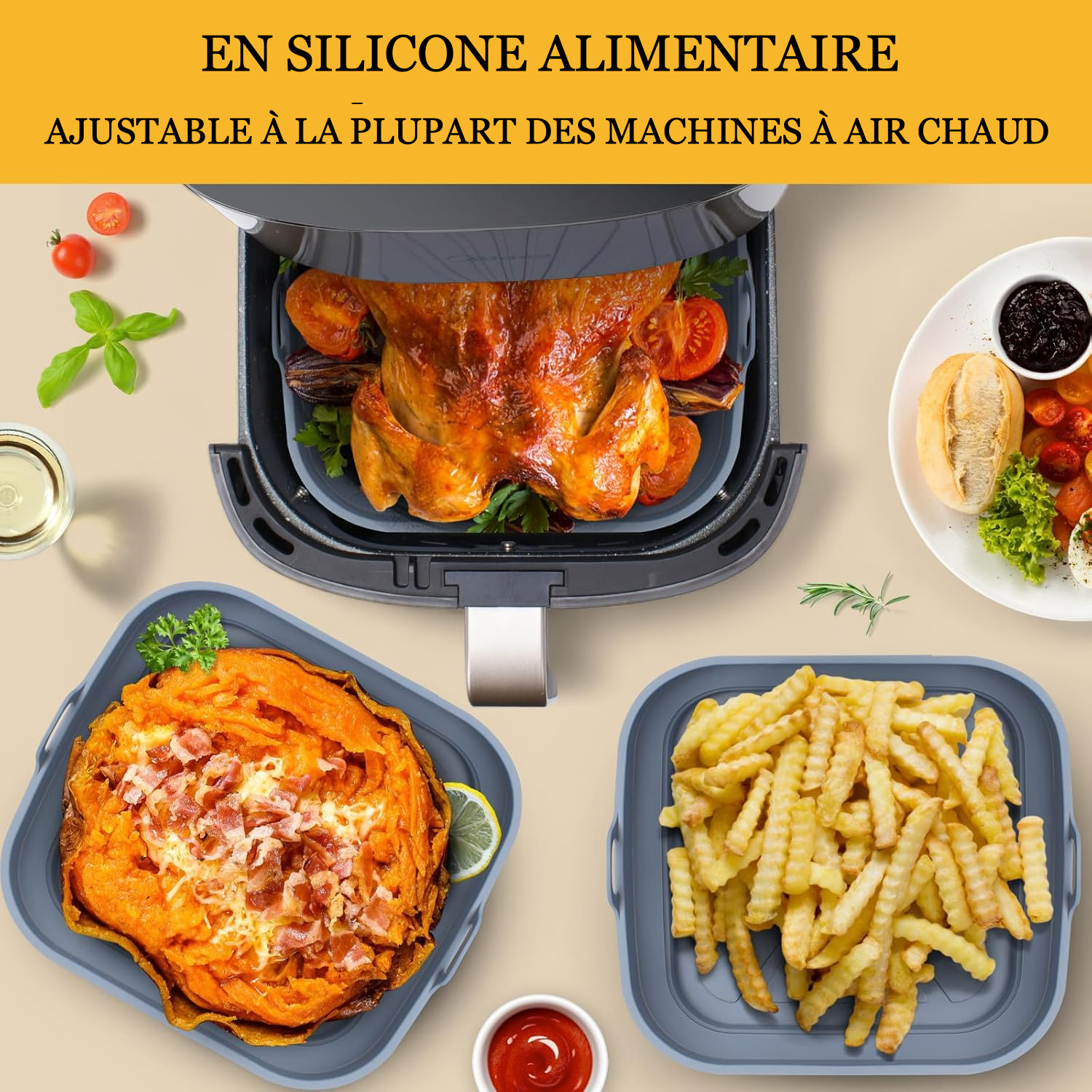 Moule en silicone rétractable pour airfryer