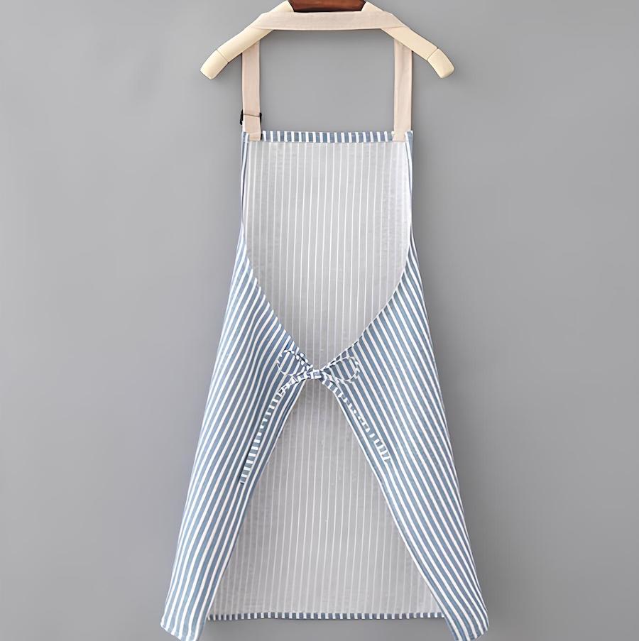 Striped cotton and linen kitchen apron