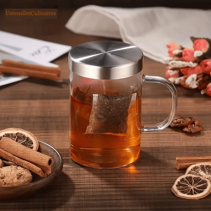 Tasse à thé en verre borosilicate avec infuseur