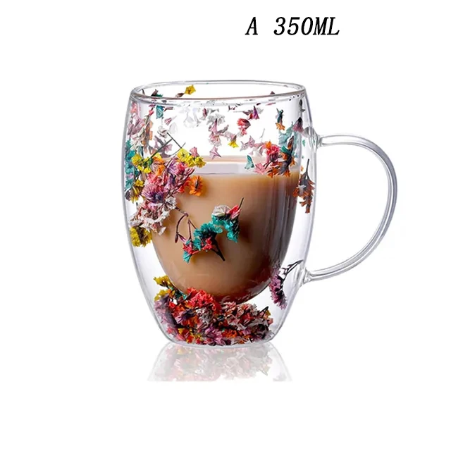 Tasse transparente fleur | Ustensiles Culinaires