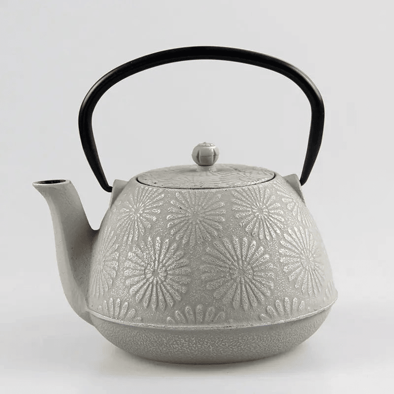 Théière japonaise en fonte avec motifs tournesols