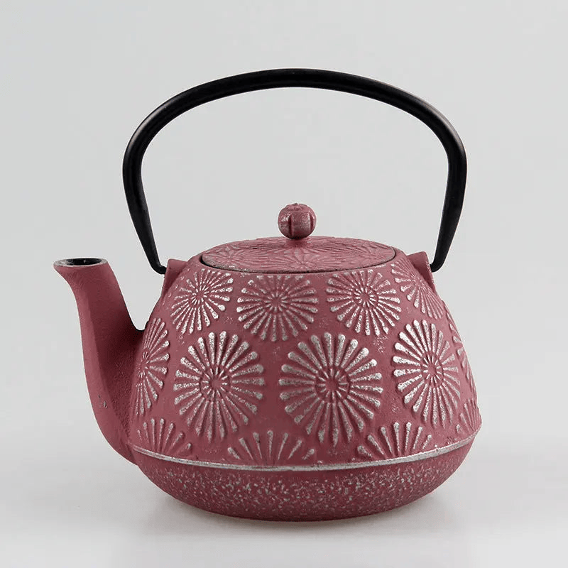 Théière japonaise en fonte avec motifs tournesols