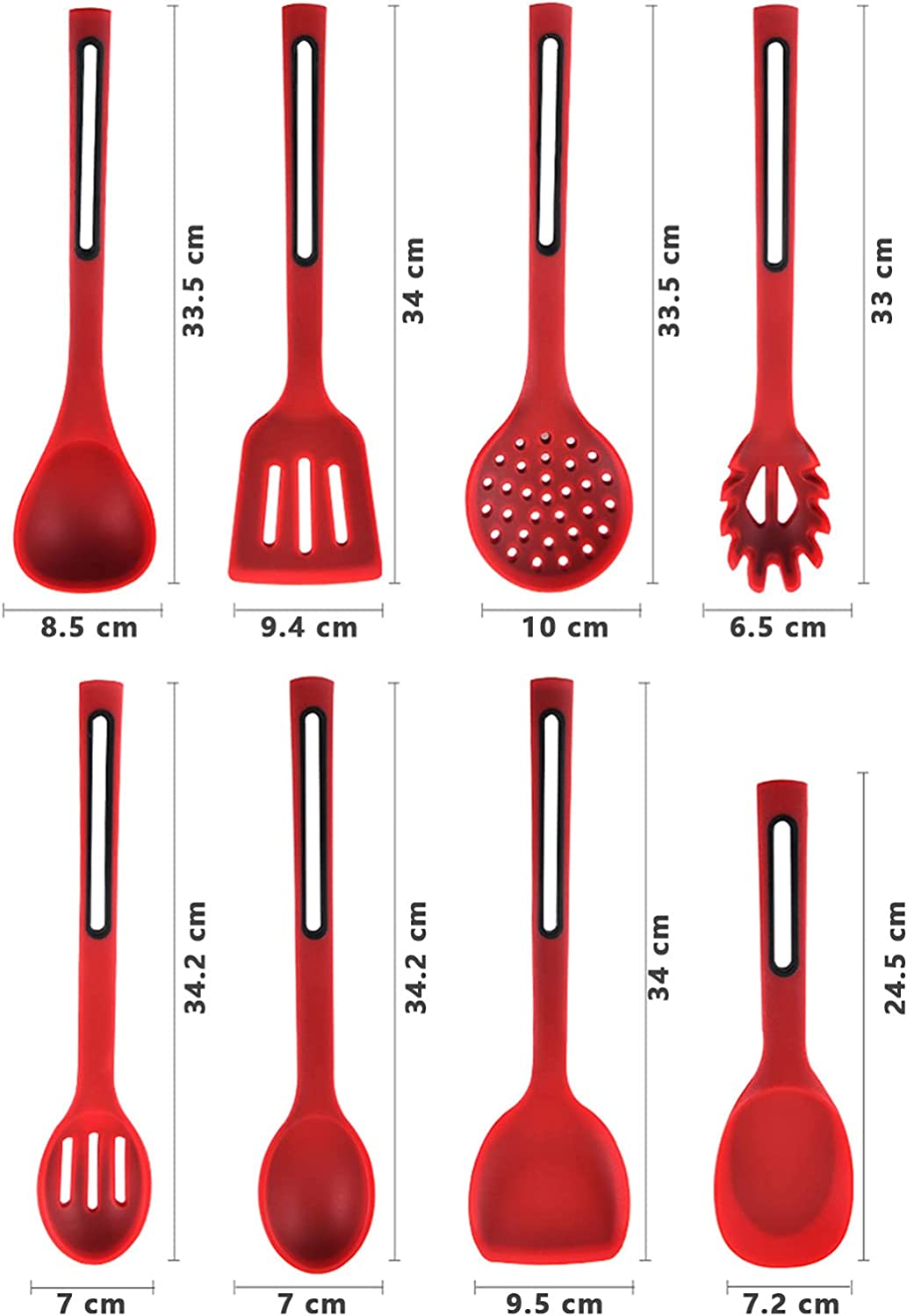 Ustensiles de cuisine noir et rouge en silicone - UstensilesCulinaires