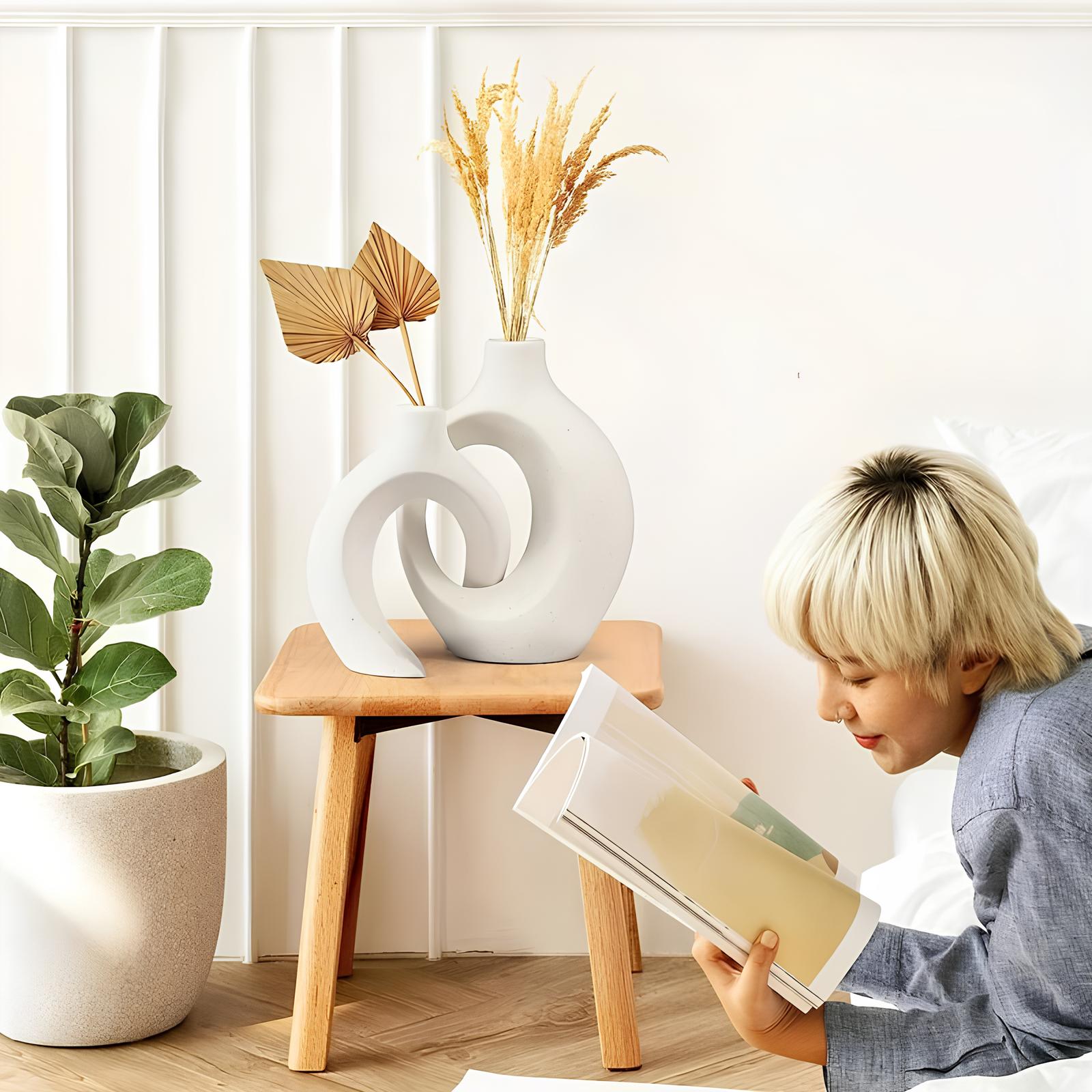 Ensemble de deux vases entrelacés - Harmonie décorative - UstensilesCulinaires