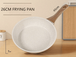Wok antiadhésif en pierre avec manche en bois