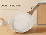 Wok antiadhésif en pierre avec manche en bois