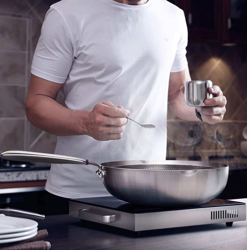 Wok en acier inoxydable 30 cm - UstensilesCulinaires