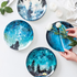 Assiette poterie artisanale | Assiette plate nocturnes | Ustensiles Culinaires 