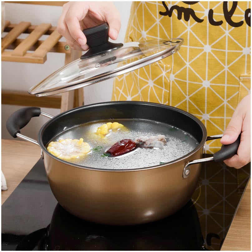 Batterie de cuisine antiadhésive 3 pièces champagne - UstensilesCulinaires